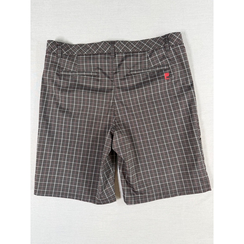 Fila Sport Golf Shorts Black Red/Gray/White  Plaid Men's Shorts Sz 38 Logo